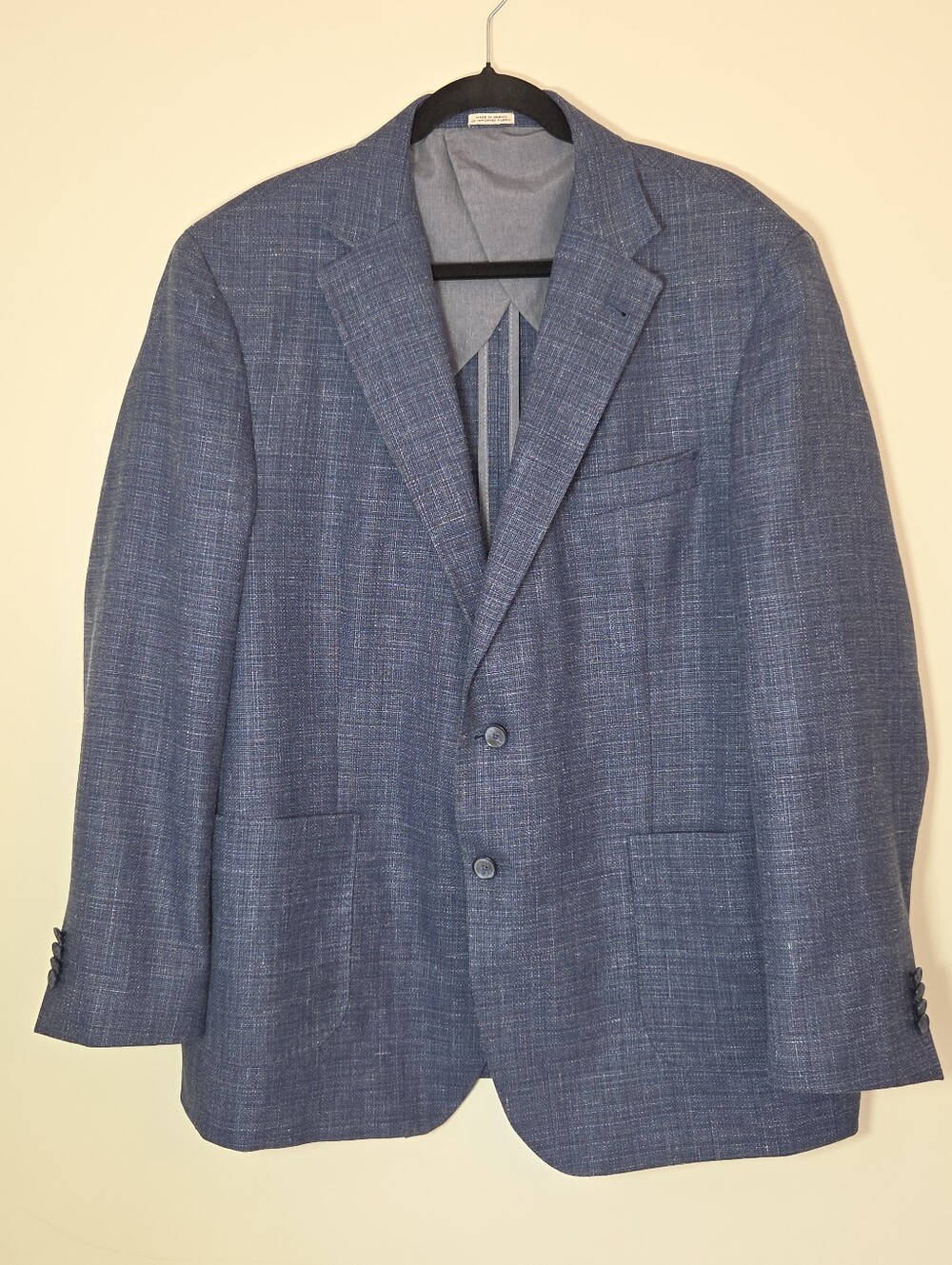 Joseph Abboud 46R Hamilton Soft Wool Silk Linen Navy Sport Coat Blazer